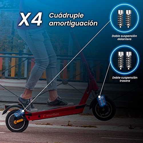 smartGyro K2 Titán C - - Patinete Eléctrico 48V, Batería 13.000 mAh, Autonomía 50Km, Ruedas de 10&quot; Neumáticas Tubeless, Suspensiones, Triple Frenada, Intermitentes, Certificado DGT, Segunda Generación